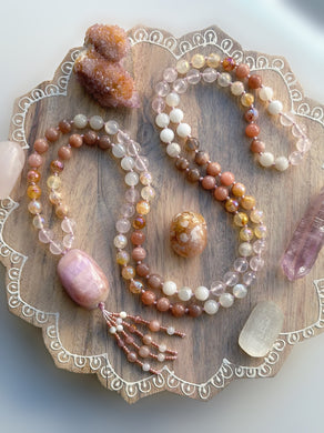 The Love of the Sun & the Moon - Kunzite Focal - 108 Mala Bead Necklace