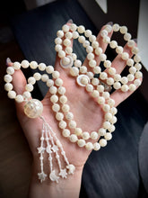Load image into Gallery viewer, Selene Meditation Beads - 108 Necklace - 8mm Mother of Pearl + Mother of Pearl Moons - Mother of Pearl Focal