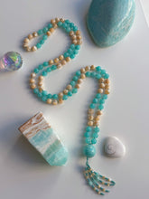 Load image into Gallery viewer, Shell &amp; Sea - 108 Mala Necklace - Amazonite &amp; Mother of Pearl - Amazonite Focal