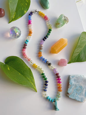 Goddess Bastet (Protection) - 22” Necklace - 8mm Candy Jade + Opalite + Gemstone Rondelle - Vintage Egyptian Faience Pendant