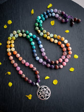 Load image into Gallery viewer, Seed of Life - 108 Rainbow Mala Necklace - 925 Sterling Silver