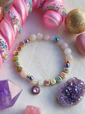 Merry & Bright Bracelet - Rose Quartz + Moonstone + Hematite + Preciosa Crystal