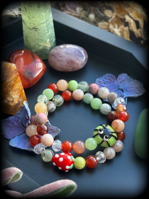 Poison Garden - SET of Two - Spider & Strawberry - 8mm Stretch Bracelets