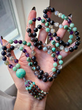 Load image into Gallery viewer, Sacred Discernment - 8mm Amazonite, Amethyst, Labradorite, Iolite, Clear Quartz, African Turquoise - 108 Mala Necklace - Amazonite Focal - Gemstone Beaded Tassel