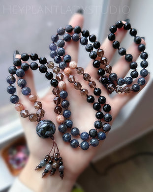 Universal Connection  - 108 Gemstone Meditation Beads - Mystic Merlinite Focal