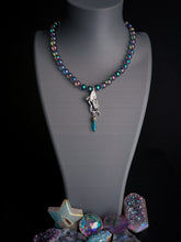 Load image into Gallery viewer, Magic Fairy - 16” Choker  - 8mm Green Aura Quartz - Fairy Aqua Aura Pendant