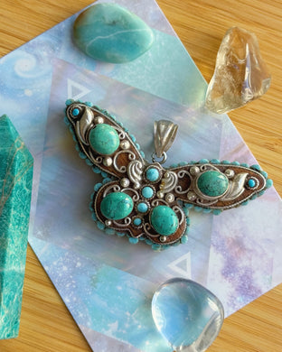 Aqua Butterfly - Funky and Imperfect - Sterling Silver Handmade