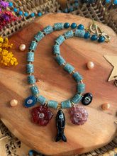 Load image into Gallery viewer, Night Bloom - 16” Necklace Carved Jadeite Jade Barrels - Gemstone Carved Charms + 14k Gold Plated Accents