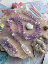 Load image into Gallery viewer, Fair-iat Lavender Amethyst + Aura Quartz Tree of Life - Knotted Lariat Necklace