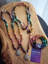 Load image into Gallery viewer, Seed of Life - 108 Rainbow Mala Necklace - 925 Sterling Silver