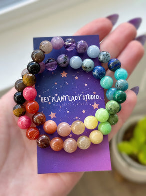 Kaleidoscope - Rainbow Gemstone Stretch Mala Bracelet