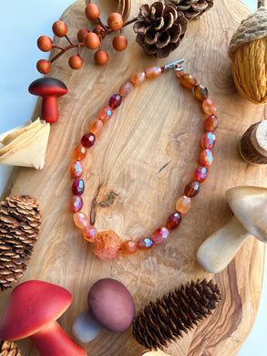 Fire Faire - 16” Choker - Mystic Carnelian - Fire Quartz Pendant