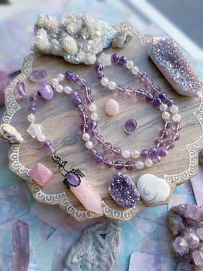 Fair-iat - Faceted Lavender Amethyst + Mystic Rose Quartz + Mystic Amethyst + Rose Quartz Point