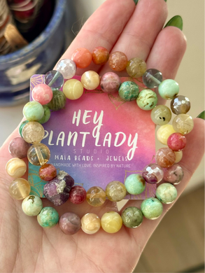 Wildflowers Bracelet SET (2) Ruby, Citrine, Turquoise, Rhodonite, Opal- 8mm Gemstone Bracelet