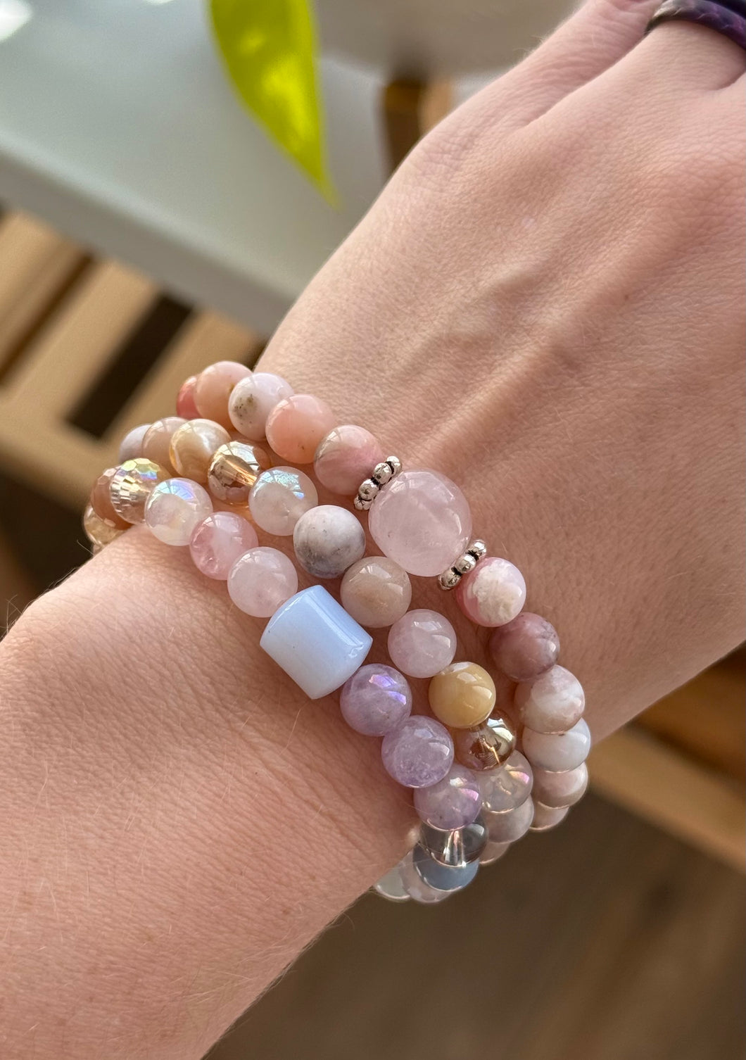 RESERVED - Custom Stack (8.5”) - 8mm Bracelet - Gemstone Stretch Mala Bracelet 8mm