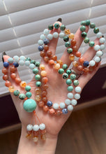 Load image into Gallery viewer, 🌞 Solar Renewal - 108 Mala Necklace - 8mm Sunstone, Aquamarine, Citrine, Sodalite, &amp; African Turquoise  - Amazonite Focal