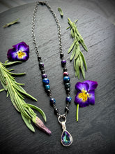 Load image into Gallery viewer, Spellbound 18” Necklace Galaxy Tigers Eye + Teardrop Mystic Topaz Pendant 925 Sterling Silver