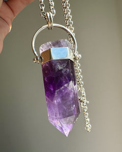 75mm Amethyst Point Hoop Bail - Sterling Silver