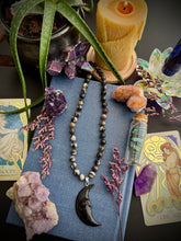 Load image into Gallery viewer, Ancient Moon - 17” Necklace - Orthoceras + Carved Bone Moon