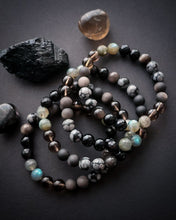 Load image into Gallery viewer, Return to Sender - Stretch Bracelet - 8mm Labradorite, Snowflake Obsidian, Smoky Quartz, Onyx, Gold Sheen Obsidian