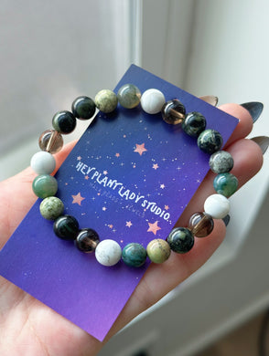 Fresh Start - Moss Agate, Howlite, Smoky Quartz, Peridot, Kambaba Jasper - Gemstone Bracelet