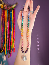 Load image into Gallery viewer, Flower of Life - 19” Gemstone Rainbow Necklace - 8mm Beads - 925 Sterling Silver Pendant