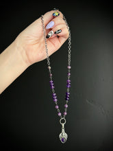 Load image into Gallery viewer, Witch’s Clover 20” Necklace Amethyst Chain + Amethyst Pendant 925 Sterling Silver
