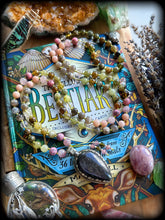 Load image into Gallery viewer, Secret garden - Rhodonite + Rose Quartz + Green Garnet + Peach Moonstone + Hematoid Quartz + Grey Moonstone - 108 Mala Necklace - Hypersthene Pendant