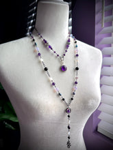 Load image into Gallery viewer, Crystal Ball 18” Necklace Amethyst  + Tourmalated Quartz Chain + Amethyst Pendant 925 Sterling Silver