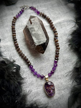 Load image into Gallery viewer, 💀Violet Ossuary - 16” Choker - 8mm - Labradorite + Amethyst Rondelle + Amethyst Skull Focal