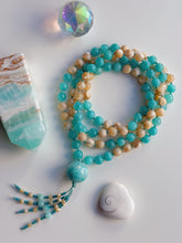 Load image into Gallery viewer, Shell &amp; Sea - 108 Mala Necklace - Amazonite &amp; Mother of Pearl - Amazonite Focal