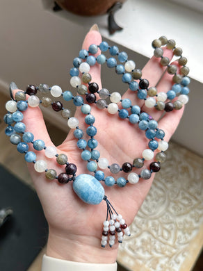 Ocean of Light - 108 Gemstone Mala Necklace - Aquamarine Guru