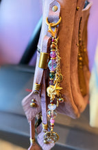 Load image into Gallery viewer, Reserved - Whimsigoth Charm - Czech Glass, Blue Chalcedony, Lucky Elephant, Clear Quartz Crystal Ball, 🔮 Fairy Moon Pendant