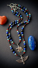 Load image into Gallery viewer, Goddess Isis - Lapis Lazuli, Red Carnelian, Jadeite, Gold Sheen Obsidian - 24” Necklace