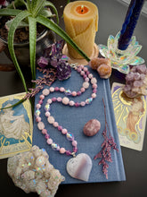 Load image into Gallery viewer, Happy Heart - 23” Necklace - Kunzite + Rose Quartz + Czech Glass+ Carved Agate Heart