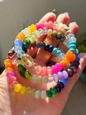 Candy Confetti (3) Bracelet Stack - 8mm Rondelle Gemstone Mix