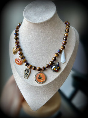 All Hallows Eve - 16” Mystic Tigers Eye + Spooooky Charms