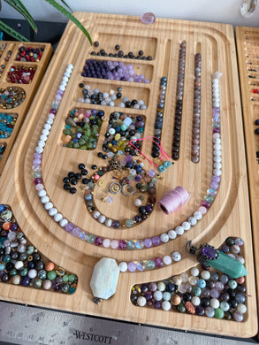 RESERVED - Fair-iat Lavender Amethyst, Fluorite, Rose Quartz + Mystic Moonstone Focal + Aventurine Point  - Knotted Lariat Necklace