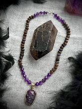 Load image into Gallery viewer, 💀Violet Ossuary - 16” Choker - 8mm - Labradorite + Amethyst Rondelle + Amethyst Skull Focal