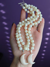 Load image into Gallery viewer, La Luna - 16” Necklace - Mother of Pearl + Carved Bone Moon