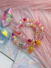 Load image into Gallery viewer, Reserved - PRE ORDER - Strawberry Lemonade Bracelet (1) - 8mm Selenite, Agate, Mystic Citrine &amp; Czech Glass fruit