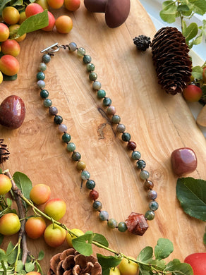 Oakshire - 16” Facet Cut Indian Agate + Hematoid Quartz Point