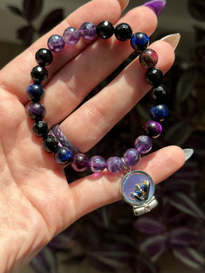 RESERVED - Crystal Ball 🔮-  Mystic amethyst, mystic onyx, galaxy tigers eye - 8mm gemstone bracelet