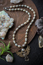 Load image into Gallery viewer, The Night Sage Necklace 18” - Grey Freshwater Pearls - Wise Owl Pendant