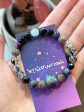 Load image into Gallery viewer, Outer Space 🪐 -Galaxy Tigers Eye Focal - 8mm Gemstone Mala Bracelet