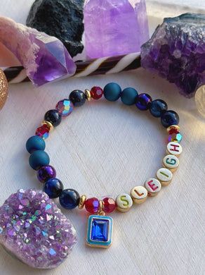 Sleigh! Bracelet - Druzy Blue Agate + Blue Tigers Eye + Preciosa Crystal
