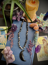 Load image into Gallery viewer, Ancient Moon - 17” Necklace - Orthoceras + Carved Bone Moon