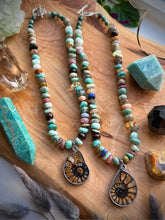Load image into Gallery viewer, Ancient Spiral - 16” Choker - 8mm - Multi Gemstone Rondelle - Ammonite Focal