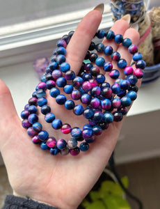 RESERVED 8mm - (6) Groovy Galaxy Tigers Eye Bracelets (7.5-8”)