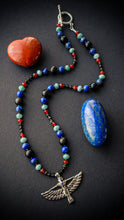 Load image into Gallery viewer, Goddess Isis - Lapis Lazuli, Red Carnelian, Jadeite, Gold Sheen Obsidian - 24” Necklace